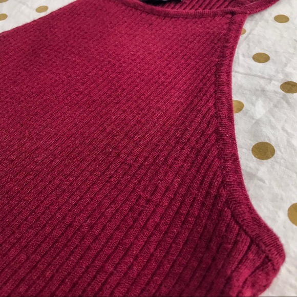 Maroon Ribbed Halter Tank - Picture 3 of 4